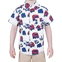 Boys Hawaiian Button Down Shirt, Pure Combed Cotton Short Sleeve Size 3-15Y