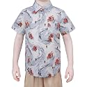 Boys Hawaiian Button Down Shirt, Pure Combed Cotton Short Sleeve Size 3-15Y