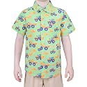 Boys Hawaiian Button Down Shirt, Pure Combed Cotton Short Sleeve Size 3-15Y