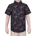Boys Hawaiian Button Down Shirt, Pure Combed Cotton Short Sleeve Size 3-15Y