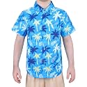 Boys Hawaiian Button Down Shirt, Pure Combed Cotton Short Sleeve Size 3-15Y