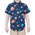 Boys Hawaiian Button Down Shirt, Pure Combed Cotton Short Sleeve Size 3-15Y