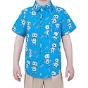 Boys Hawaiian Button Down Shirt, Pure Combed Cotton Short Sleeve Size 3-15Y