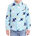 Boys Hawaiian Button Down Shirt, Pure Combed Cotton Short Sleeve Size 3-15Y