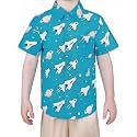 Boys Hawaiian Button Down Shirt, Pure Combed Cotton Short Sleeve Size 3-15Y