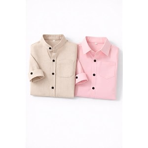 Boys Mandarin Collar Shirt with Chest Pocket
