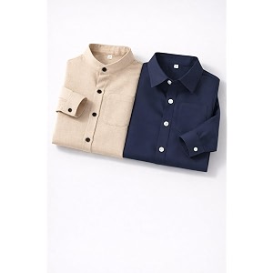 Boys Mandarin Collar Shirt with Chest Pocket