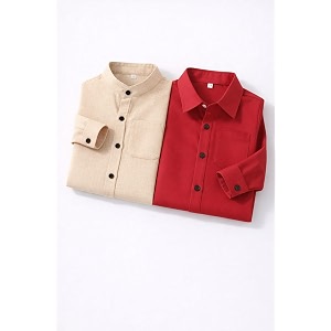 Boys Mandarin Collar Shirt with Chest Pocket