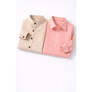 Boys Mandarin Collar Shirt with Chest Pocket