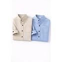 Boys Mandarin Collar Shirt with Chest Pocket