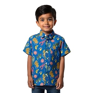 boys printed cotton blend casual wear comfortable printed shirt