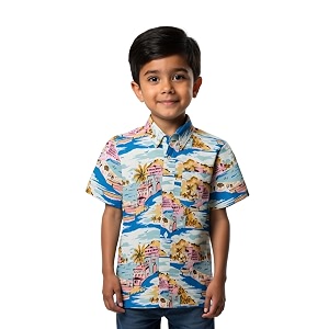 boys printed cotton blend casual wear comfortable printed shirt