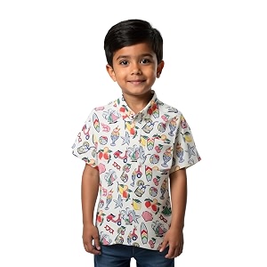 boys printed cotton blend casual wear comfortable printed shirt