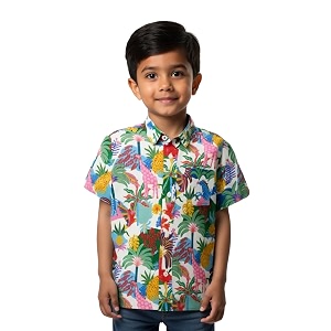 boys printed cotton blend casual wear comfortable printed shirt