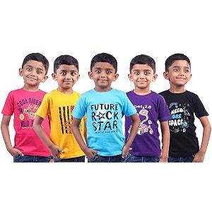 Boys Printed Cotton Half Sleeve Regular Fit