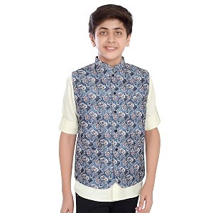 charchit boys printed nehru jacket and shirt