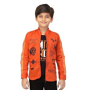 Boys Printed Shrug with Attached Printed T-shirt