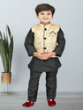 Little Majesty Boys Pure Cotton, Dupion Silk Kurta, Waistcoat and Pyjama Set (Pack of 1)