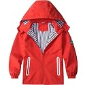 Boys Rain Jacket with Detachable Hood Lightweight Raincoats for Kids