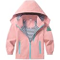 Boys Rain Jacket with Detachable Hood Lightweight Raincoats for Kids