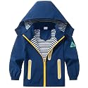 Boys Rain Jacket with Detachable Hood Lightweight Raincoats for Kids