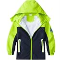 Boys Rain Jacket with Detachable Hood Lightweight Raincoats for Kids