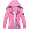 Boys Rain Jacket with Detachable Hood Lightweight Raincoats for Kids