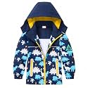 Boys Rain Jacket with Detachable Hood Lightweight Raincoats for Kids