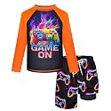 Boys Rash Guard Swim Set with Swim Trunks Bathing Suit Long Sleeve Swim Shirt Quick Dry Swimsuit Kids Swimwear Size 7-16