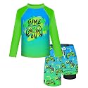 Boys Rash Guard Swim Set with Swim Trunks Bathing Suit Long Sleeve Swim Shirt Quick Dry Swimsuit Kids Swimwear Size 7-16