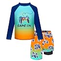 Boys Rash Guard Swim Set with Swim Trunks Bathing Suit Long Sleeve Swim Shirt Quick Dry Swimsuit Kids Swimwear Size 7-16