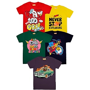 Boys Regular Fit Soft Cotton T-Shirts Pack