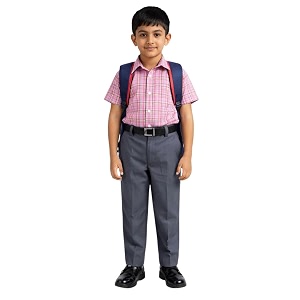 Boys School Uniform Half Sleeve Checked Shirt