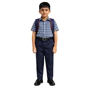 Boys School Uniform Half Sleeve Checked Shirt