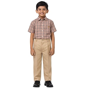 Boys School Uniform Half Sleeve Checked Shirt