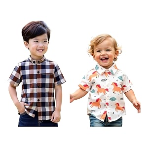 Boys Short Sleeve Button Down Shirts Plaid