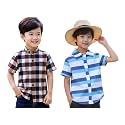 Boys Short Sleeve Button Down Shirts Plaid