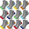 Boys Socks 12 Pairs Low Cut Ankle Sock for Boy Sport Athletic Running Sock