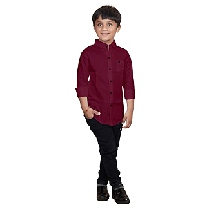 Boys Solid Casual Shirt in Cotton Fabric