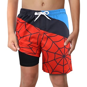 boys swim trunks with boxer brief liner compression anti chafe swimming shorts stretchy upf quick dry swimsuit