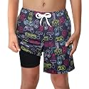 Boys Swim Trunks with Boxer Brief Liner Compression Anti Chafe Swimming Shorts Stretchy UPF Quick Dry Swimsuit