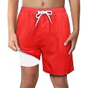 Boys Swim Trunks with Boxer Brief Liner Compression Anti Chafe Swimming Shorts Stretchy UPF Quick Dry Swimsuit