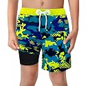 Boys Swim Trunks with Boxer Brief Liner Compression Anti Chafe Swimming Shorts Stretchy UPF Quick Dry Swimsuit