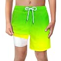 Boys Swim Trunks with Boxer Brief Liner Compression Anti Chafe Swimming Shorts Stretchy UPF Quick Dry Swimsuit