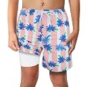 Boys Swim Trunks with Boxer Brief Liner Compression Anti Chafe Swimming Shorts Stretchy UPF Quick Dry Swimsuit