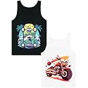 Boys Tank Top 100% Combed Cotton Tagless Cute Design Colorful 2-Pack 2T-16Y