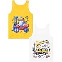 Boys Tank Top 100% Combed Cotton Tagless Cute Design Colorful 2-Pack 2T-16Y