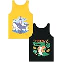 Boys Tank Top 100% Combed Cotton Tagless Cute Design Colorful 2-Pack 2T-16Y