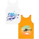 Boys Tank Top 100% Combed Cotton Tagless Cute Design Colorful 2-Pack 2T-16Y