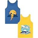 Boys Tank Top 100% Combed Cotton Tagless Cute Design Colorful 2-Pack 2T-16Y